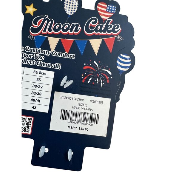 MOON CAKE Women's Red White Blue Star Memory Foam Slippers Size L (9/10) NEW NWT - Picture 3 of 8